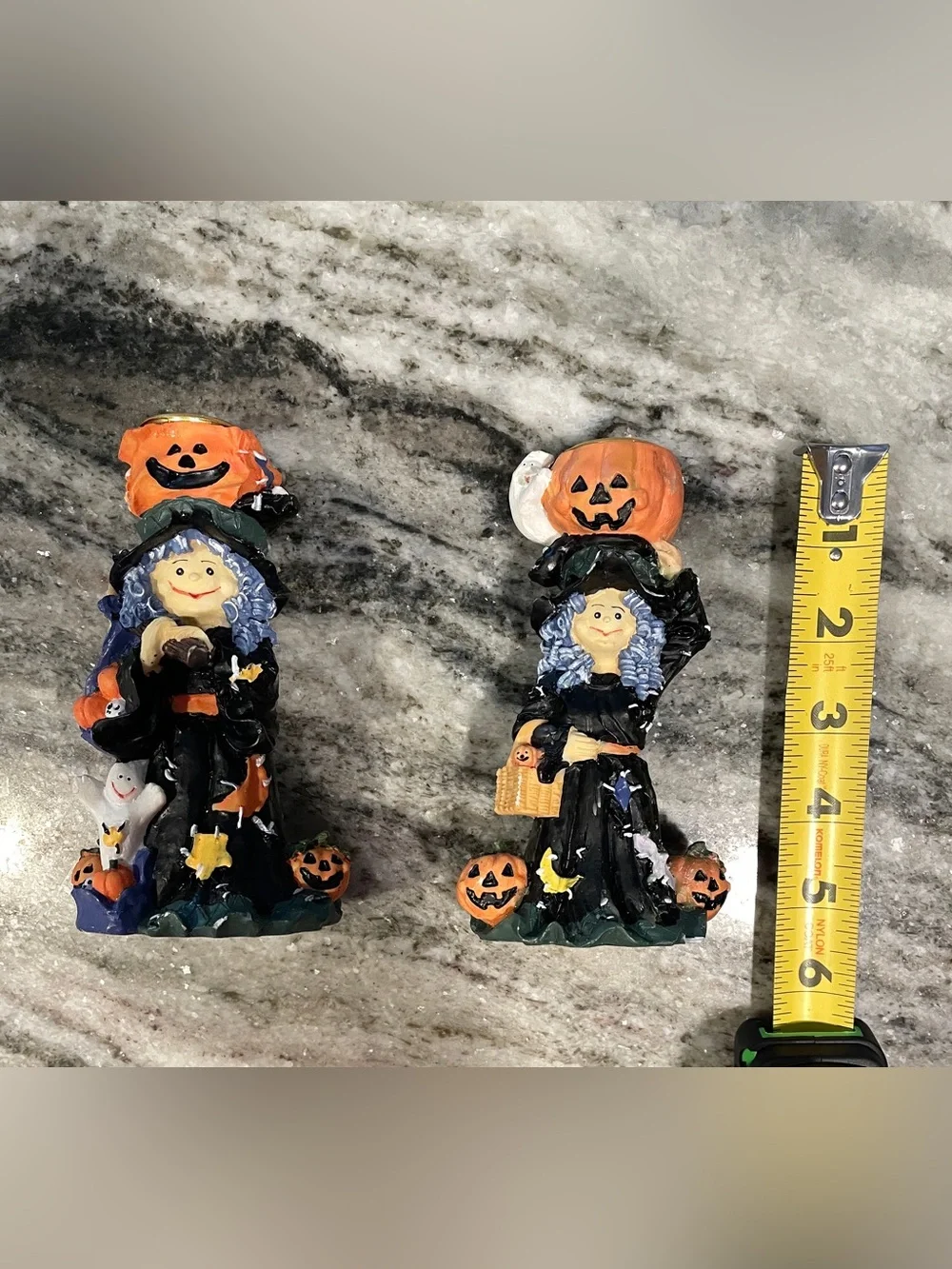 Halloween Witch Taper Candle Holders Set of 2